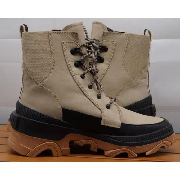 New! Sorel Women's Brex Lug Sole Lace-Up Boots Sandy Tan Black 9 - Picture 9 of 12